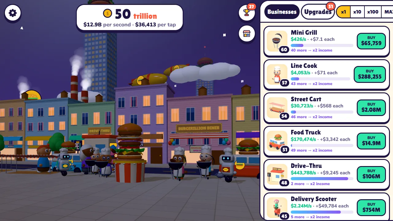 Neon Night Avenue, a later location where the burger street glows at night