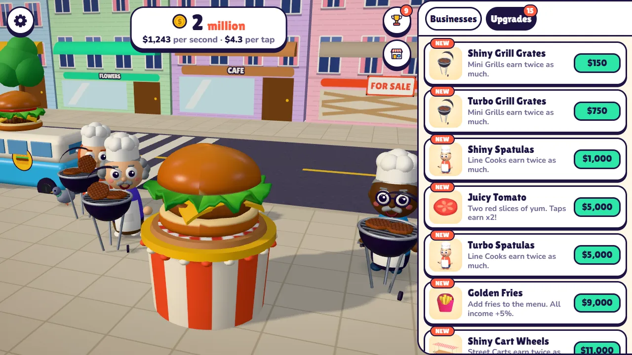 The upgrades shop with new toppings, grill grates and spatulas to buy