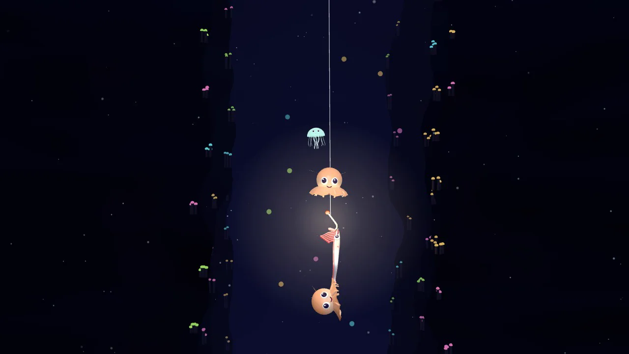 Deep-sea fishing in the Deep Blue, where the hook's lamp lights up glowing fish