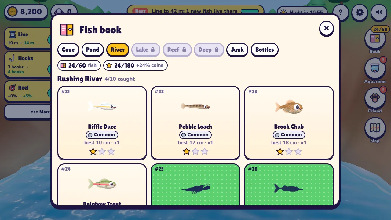 The Catchy Cove fish book: caught fish with stars, plus silhouettes and hints for fish still to find