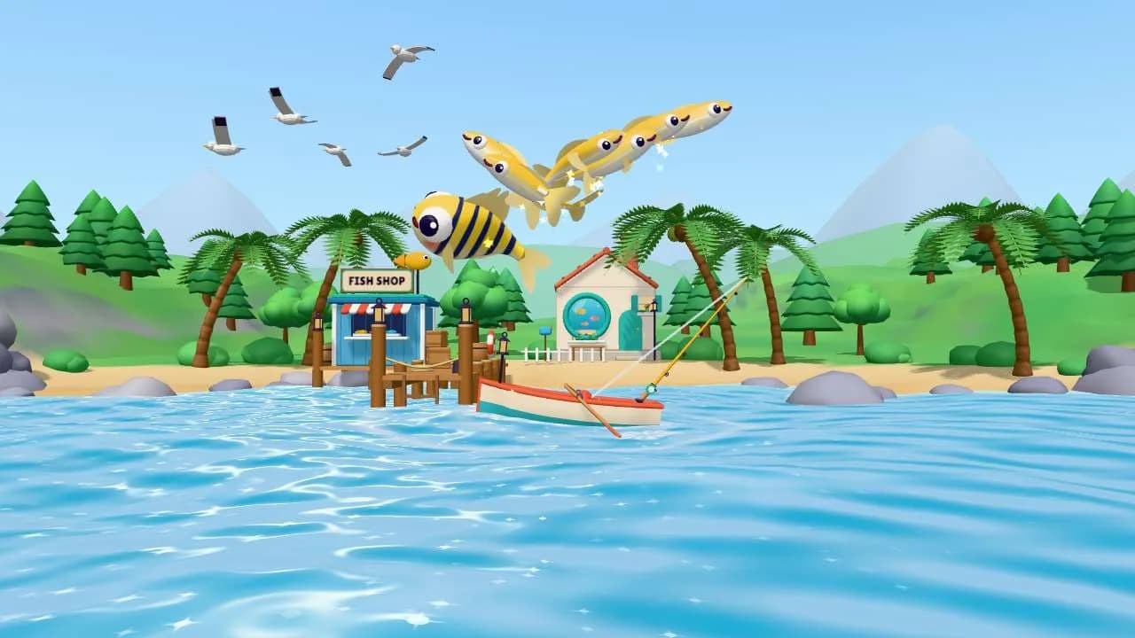 A catch of fish leaping out of the water in slow motion, ready to tap for bonus coins